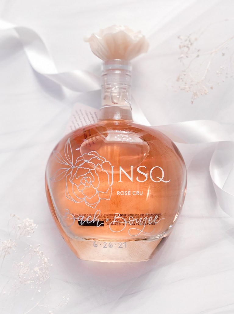 Hand Engraved Florals on Rosé by Ink & Innuendos