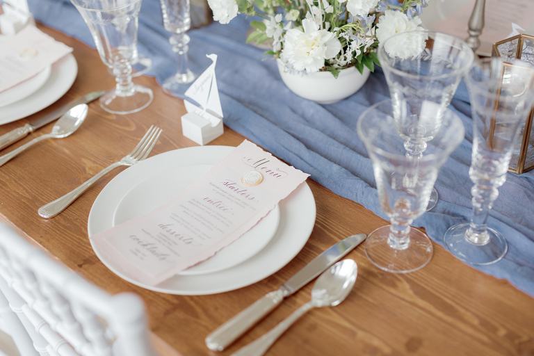 Boathouse Themed Wedding Place Card & Menu