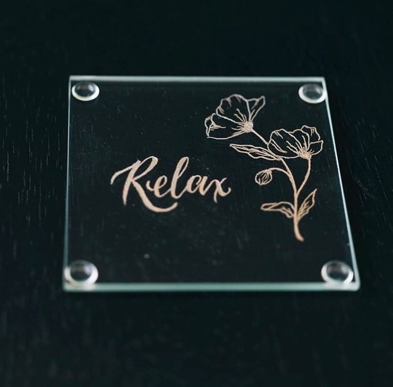 Glass Coaster Engraving Fresno Artist 768x755