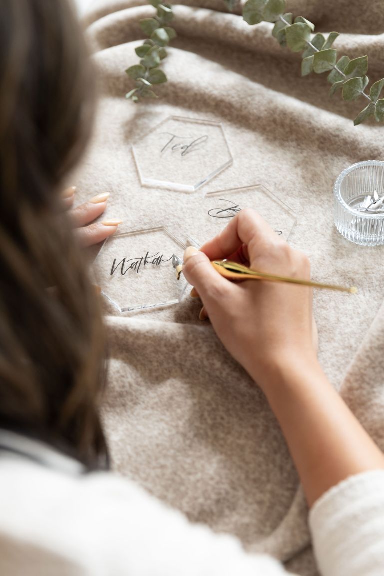 Ink and Rhythm Calligraphy Acrylic Place Cards 768x1152