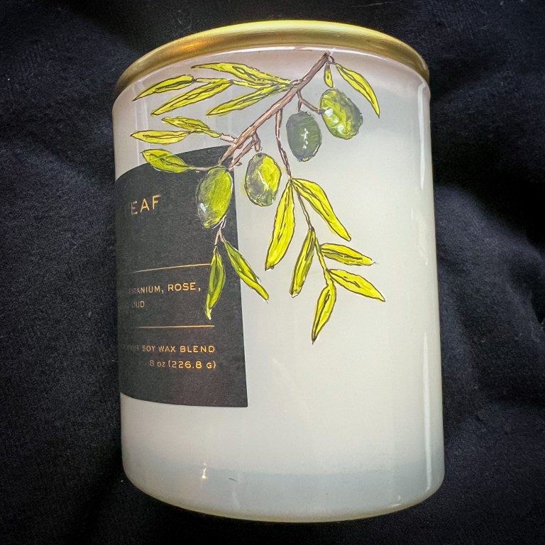 Jessica McDonald Alcove Calligraphy Bay Area San Francisco bottle painting candle 768x768