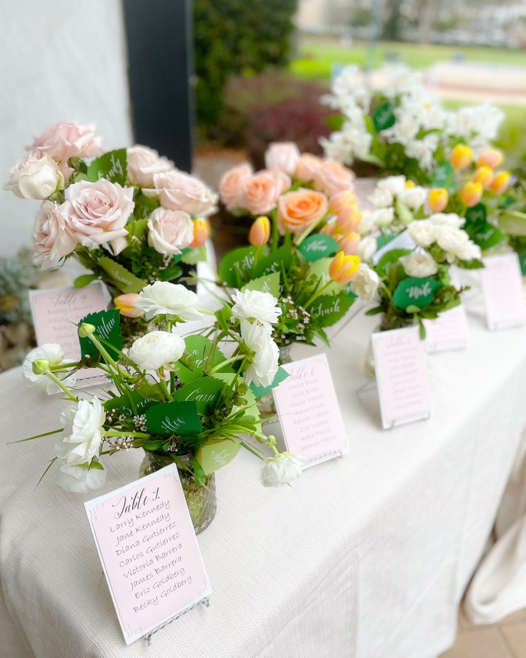 Spring Garden Wedding Escort Display