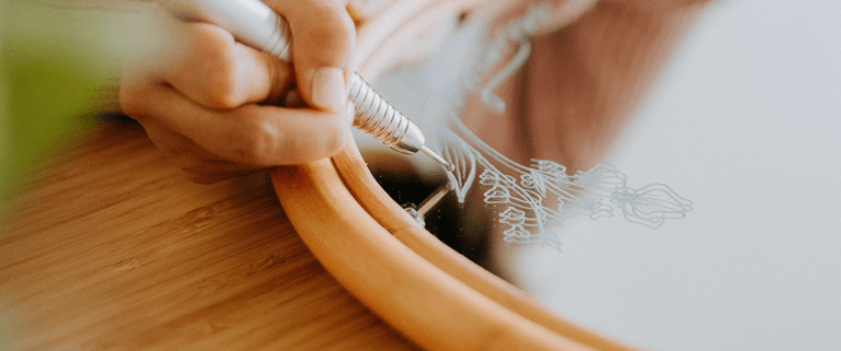 Orange County engraving hand engraved florals etched mirror nursery decor 768x321