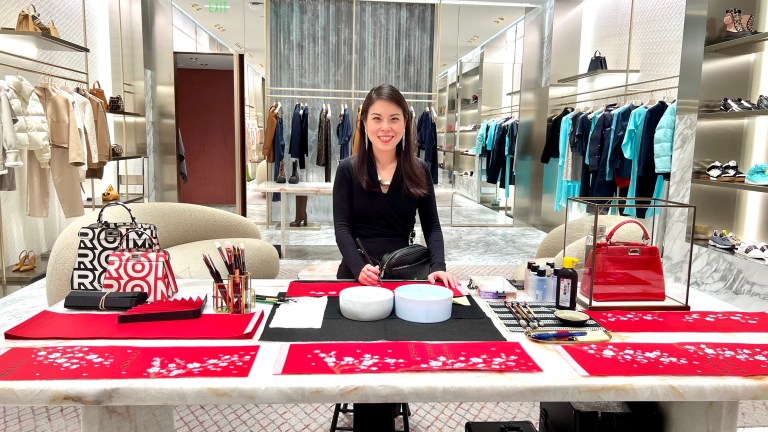 Rancy onsite FENDI for 2023 Lunar New Year fan painting