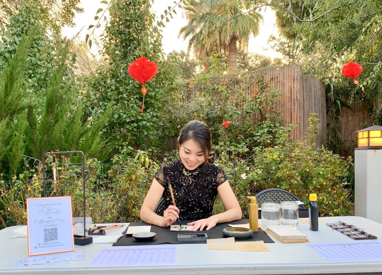 Texas Chinese calligraphy outdoor event