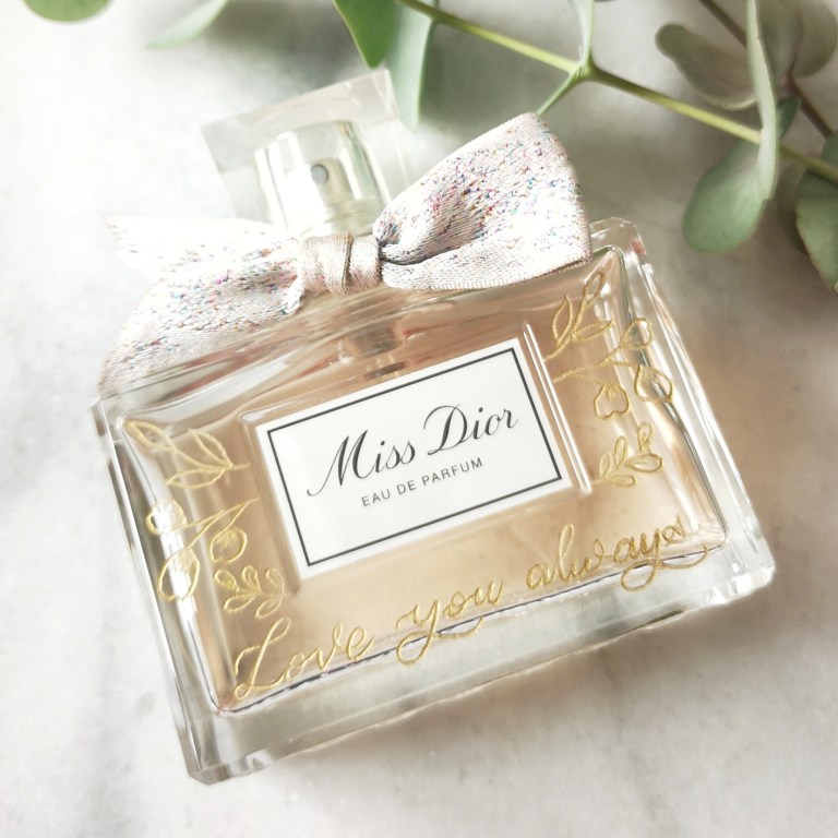 Hand Engraved Perfume Bottle - Phrase and Floral Design