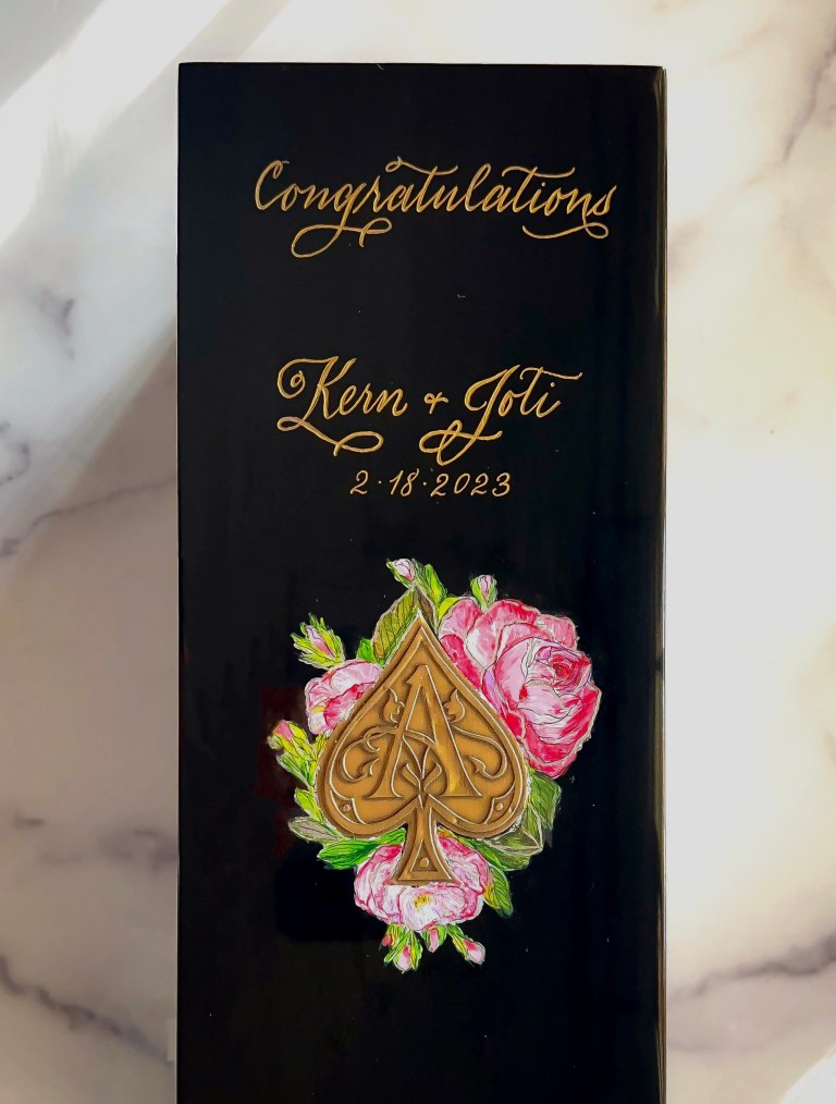Painting and Etching done by Michelle Ramolete Armand De Brignac gift box 768x1014