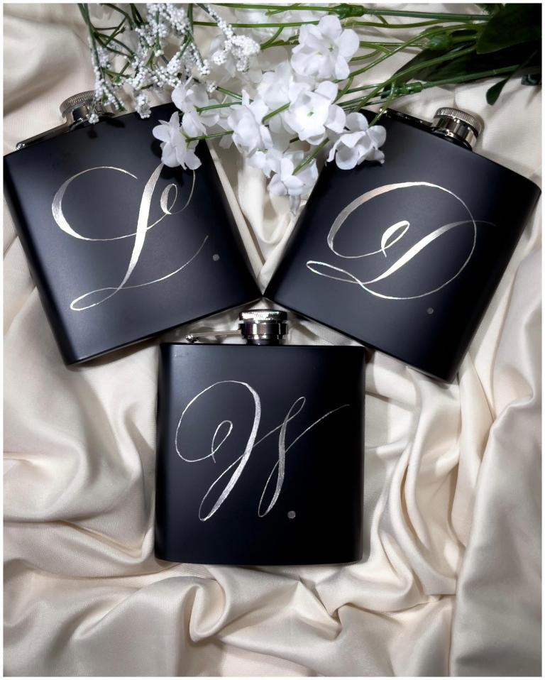 Letter10 Design Oklahoma City engraved liquor flasks 768x958