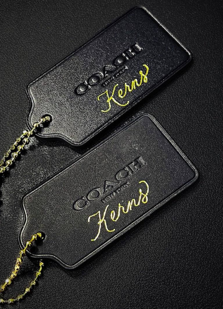 Gold Heat Foiling on Leather Tags for Coach