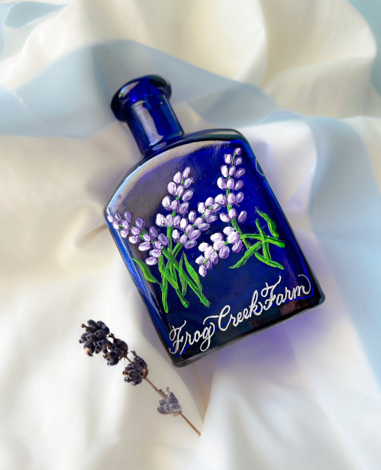 Floral Painting and Engraving on Glass Bottle