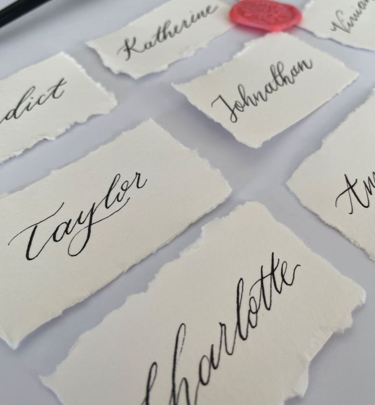 Place card calligraphy wedding 768x828