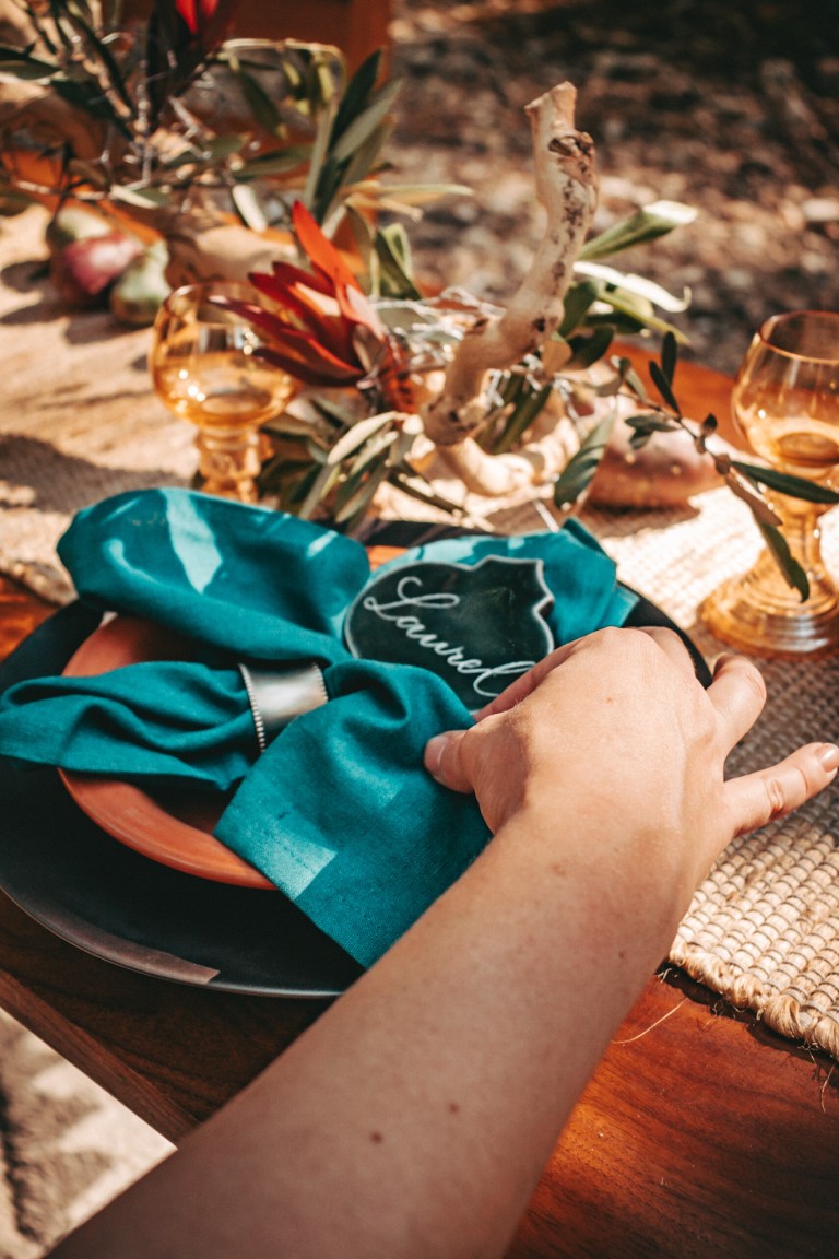 Teal Place Card Tile by Missouri Calligrapher and Engraver 768x1152